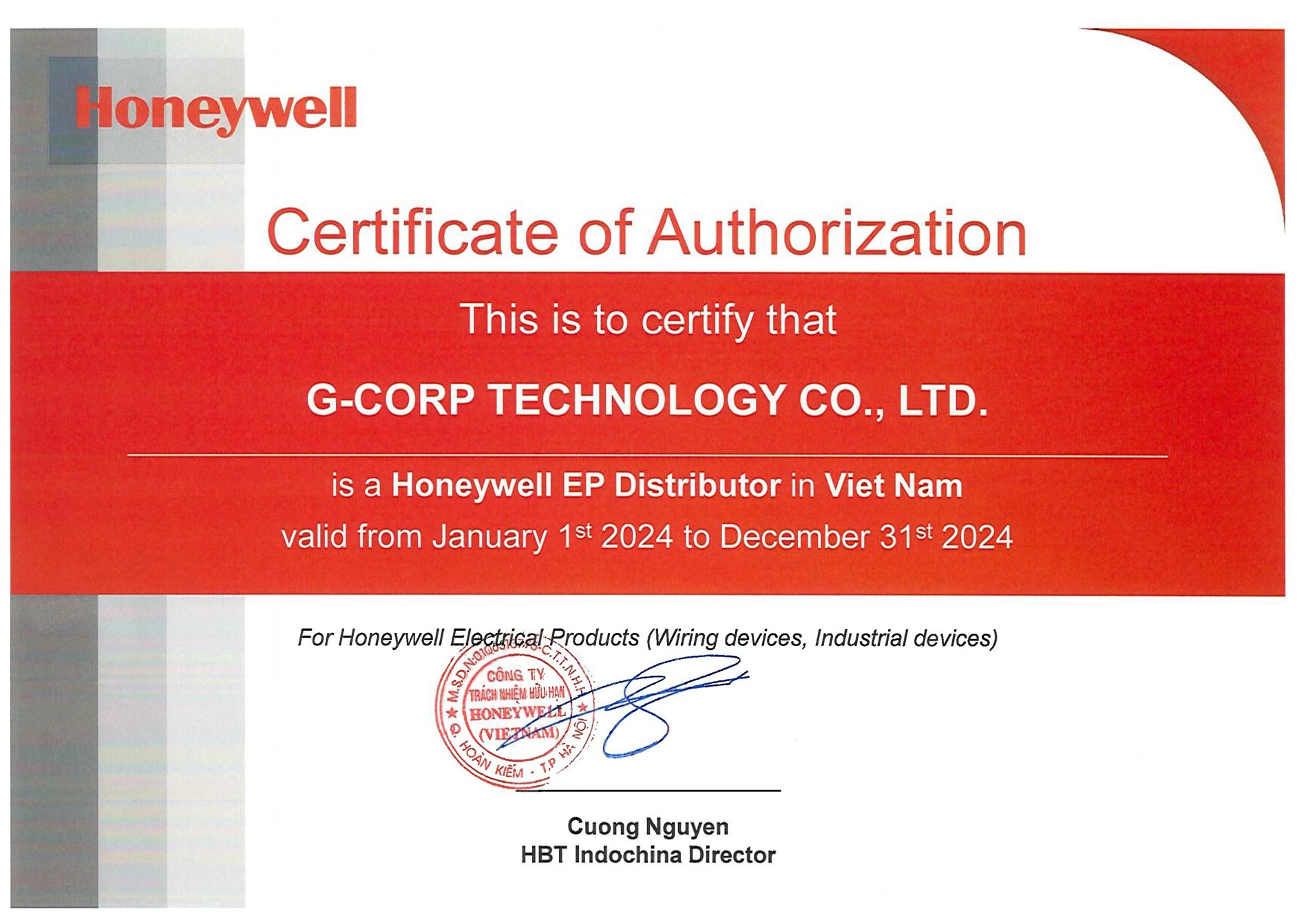 chứng nhận Honeywell