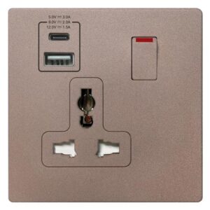 Ổ cắm 3 chấu có công tắc + USB Type A-C – Honeywell – W2835URGL