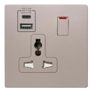 Ổ cắm 3 chấu có công tắc + USB Type A-C – Honeywell – W2835USGL