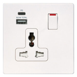 Ổ cắm 3 chấu có công tắc + USB Type A-C – Honeywell – W2835UWHI