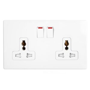 Ổ cắm đôi 3 chấu có công tắc – Honeywell – W2836WHI