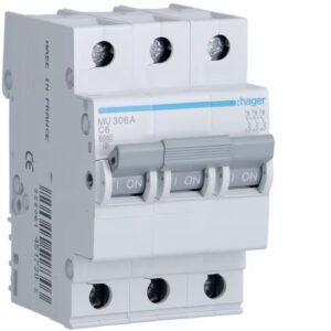 Cầu dao tự động loại nhỏ 6KA Hager (MCB 3 cực) – MU306A