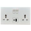 Ổ cắm đôi 3 chấu có công tắc + 2*USB Type A,C – Honeywell – EW2836UDPWHI